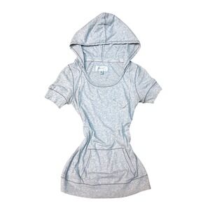 American Eagle Outfitters Women Gray Short Sleeve Hoodie Dress Graphic Print L G